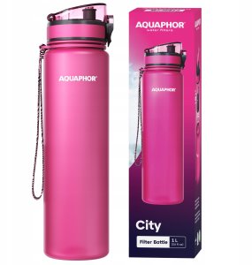 Aquaphor Butelka filtrująca City 1L różowa na wodę, 3 wkłady filtrujące 2