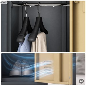 Jan Nowak Szafka ubraniowa metalowa pracownicza głęboka 2-drzwiowa antracyt/orzech, 292x1720x600 mm: BARTEK 1 Plus D600 Eco* Design (5907367516630) 2
