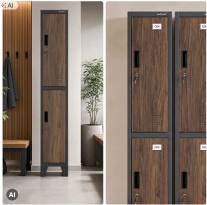 Jan Nowak Szafka ubraniowa metalowa pracownicza głęboka 2-drzwiowa antracyt/orzech, 292x1720x600 mm: BARTEK 1 Plus D600 Eco* Design (5907367516630) 3
