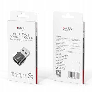 Adapter USB Yesido Mini Aluminum Alloy USB Type-c U-Disk Card Reader Mouse Convert OTG Adapter Black (GS09) 5