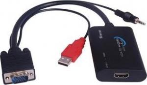 Adapter AV PremiumCord USB HDMI MiniJack 3.5 mm D-Sub (VGA), Czarny (khcon-04) 1
