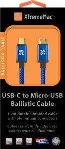 Kabel USB XtremeMac REVERSIBLE USB-C to MICRO-USB PREMIUM BALISTIC CABLE 1.2m Blue (XCL-UCM-23) 1