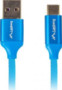 Kabel USB Lanberg USB-A - USB-C 1 m Niebieski (CA-USBO-22CU-0010-BL) 1