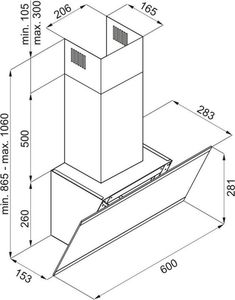 Okap Ciarko JTS 60 Glass Czarny (320 m3/h; 600mm; kolor czarny) 2