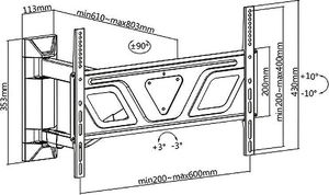 Maclean Uchwyt ścienny do telewizora Maclean MC-810 (Obrotowy, ścienne; 37" - 80"; max. 50kg) 3
