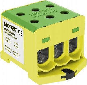 MOREK Złączka szynowa gwintowa AL CU 6-95mm2 TS 35 1 tor 6 otworów zaciskowych OTL95-3 żółto-zielony MAA3095Y10 89827009 1