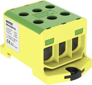 Simet Złączka szynowa gwintowa AL/CU/ 1,5 - 50 mm2/ TS 35/ 1 tor, 6 otw. zaciskowych - (OTL50-3) M żółto-zielony MAA3050Y10 1