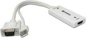 Adapter AV Sandberg D-Sub (VGA) - HDMI + USB-A + Jack 3.5mm biały (50878) 1
