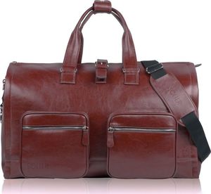 Solier Skórzana torba męska na garnitur brązowa SL18 Harlow bordowa uniwersalny 2