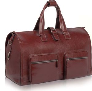 Solier Skórzana torba męska na garnitur brązowa SL18 Harlow bordowa uniwersalny 3