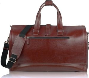 Solier Skórzana torba męska na garnitur brązowa SL18 Harlow bordowa uniwersalny 4