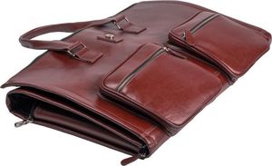 Solier Skórzana torba męska na garnitur brązowa SL18 Harlow bordowa uniwersalny 6