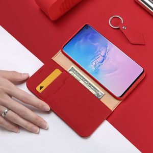 Dux Ducis Wish skórzane etui pokrowiec ze skóry naturalnej Samsung Galaxy S10 czerwony uniwersalny 2
