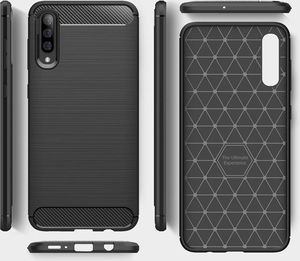Hurtel Carbon Case elastyczne etui pokrowiec Samsung Galaxy A50 niebieski uniwersalny 3