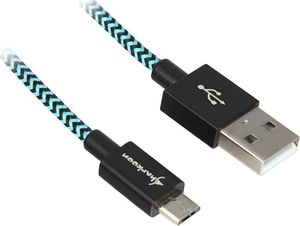 Kabel USB Sharkoon USB-A - microUSB 1 m Czarno-niebieski (4044951027088) 1