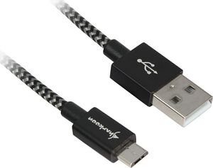 Kabel USB Sharkoon USB-A - microUSB 1 m Czarno-biały (4044951027002) 1