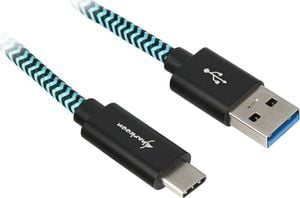Kabel USB Sharkoon USB-A - USB-C 0.5 m Czarno-niebieski (4044951027118) 1