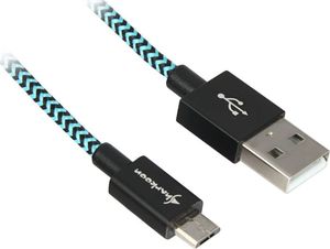 Kabel USB Sharkoon USB-A - microUSB 2 m Czarno-niebieski (4044951027095) 1