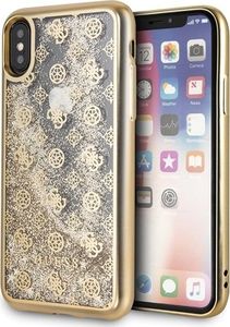 Guess Guess GUHCPXPEOLGGO iPhone X/Xs złoty /gold hard case 4G Peony Liquid Glitter uniwersalny 1