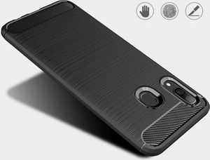 Hurtel Carbon Case elastyczne etui pokrowiec Samsung Galaxy A40 czarny uniwersalny 3