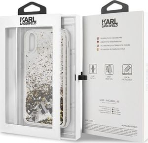 Karl Lagerfeld Karl Lagerfeld KLHCI61ROGO iPhone Xr czarno-złoty/black & gold hard case Glitter uniwersalny 7