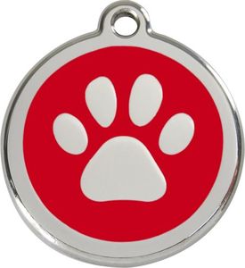 RedDingo Adresówka dla psa duża - okrągła zawieszka ŁAPKA różne kolory- Red Dingo zielona 1