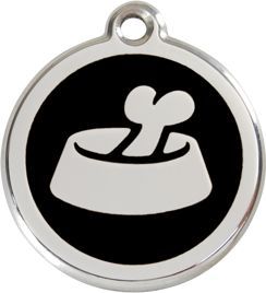 RedDingo Adresówka dla psa lub kota mała - okrągła zawieszka KOŚĆ W MISCE różne kolory- Red Dingo granatowa 11