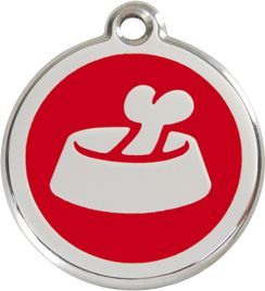 RedDingo Adresówka dla psa lub kota mała - okrągła zawieszka KOŚĆ W MISCE różne kolory- Red Dingo granatowa 2