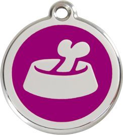 RedDingo Adresówka dla psa lub kota mała - okrągła zawieszka KOŚĆ W MISCE różne kolory- Red Dingo granatowa 3