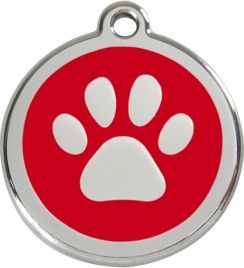 RedDingo Adresówka dla psa lub kota mała - okrągła zawieszka ŁAPKA różne kolory- Red Dingo pomarańczowa 1