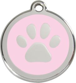 RedDingo Adresówka dla psa lub kota mała - okrągła zawieszka ŁAPKA różne kolory- Red Dingo różowa 5