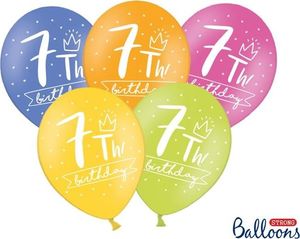 Party Deco Balony na siódme urodziny, 7th! birthday, mix kolorów, 30 cm, 50 szt. uniwersalny 1