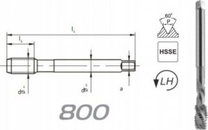 Fanar GWINTOWNIK M12 DIN-376C L40 LH (6H) HSSE 800 1