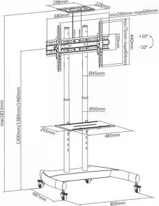 V7 Stojak podłogowy TVCART1-3E 70'' 4