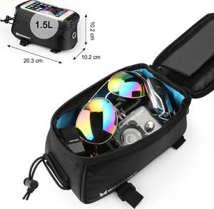 Wozinsky Torba Rowerowa Na Ramę Pokrowiec Na Telefon Do 6,5 Cala 1,5l Czarny (wbb2bk) 2