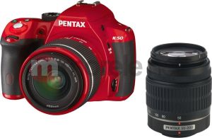 Lustrzanka Pentax K 50 Kit czerwony + DAL 18-55 WR + 50-200 WR (10996) 1