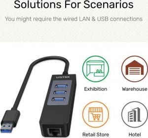 HUB USB Unitek 1x RJ-45  + 3x USB-A 3.1 Gen1 (Y3045) 8