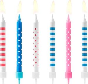 Świeczki urodzinowe, kropki i paski, mix, 6,5 cm, 6 szt. uniwersalny 1