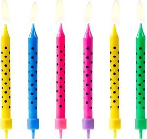 Świeczki urodzinowe, kropki, mix, 6,5 cm, 6 szt. uniwersalny 1