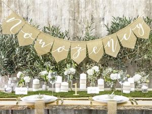 Party Deco Baner ślubny, Nowożeńcy, juta, 23x155 cm uniwersalny 3