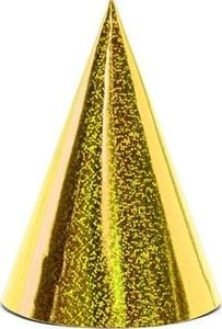 Party Deco Czapeczki imprezowe, holograficzne złote, 17 cm, 6 szt. uniwersalny 1