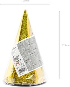 Party Deco Czapeczki imprezowe, holograficzne złote, 17 cm, 6 szt. uniwersalny 3