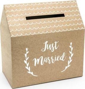 Party Deco Ozdobne pudełko na koperty, Just Married, kraft, 30x30,5x16,5 cm uniwersalny 1