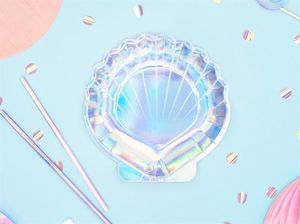 Party Deco talerzyki Syrenka, muszla, opalizujące, 18,5 cm, 6 sztuk uniwersalne (38558) 2