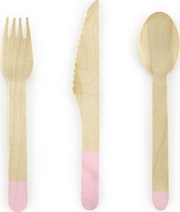 Party Deco Sztućce drewniane, jasnoróżowe, 16cm, 18 szt. uniwersalny 1