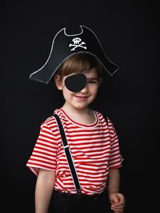 Party Deco Strój pirata, czapka z opaską na oko, czarne uniwersalny 1