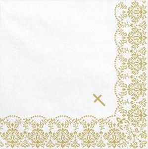 Party Deco Serwetki Komunijne z ornamentem, złote, 33x33cm, 20 szt. uniwersalny 2