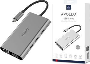 Stacja/replikator WiWU Adapter HUB WiWU Apollo 10w1 USB-C - 3x USB HDMI VGA ethernet SD szary uniwersalny 1