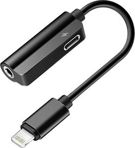 Adapter USB Rock Lightning - Jack 3.5mm + Lightning Czarny  (060) 1