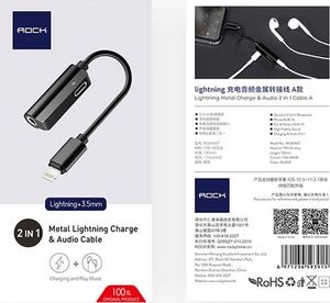 Adapter USB Rock Lightning - Jack 3.5mm + Lightning Czarny  (060) 5